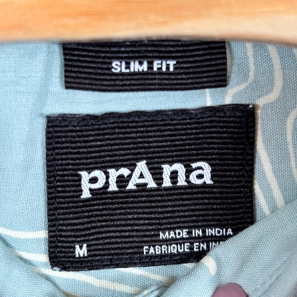 prAna Tinline Shirt Men's Medium Saltwater Seedling Slim Fit S/S Button-Up NWT - Picture 6 of 11